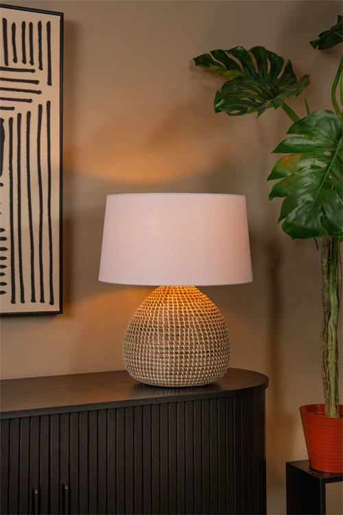Lucide MADUKA - Table lamp - Ø 45 cm - 1xE27 - Natural - Premium - atmosphere 1
